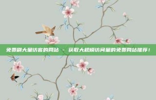 免费刷大量访客的网站 - 获取大规模访问量的免费网站推荐！