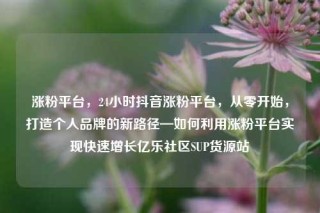 涨粉平台，24小时抖音涨粉平台，从零开始，打造个人品牌的新路径—如何利用涨粉平台实现快速增长亿乐社区SUP货源站