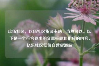 玖伍社区,玖伍社区货源主站,当然可以。以下是一个符合要求的文章标题和相应的内容,亿乐社区低价自营货源站