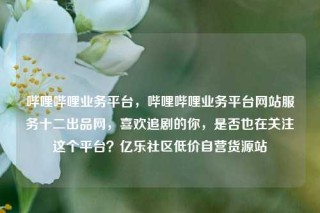 哔哩哔哩业务平台,哔哩哔哩业务平台网站服务十二出品网,喜欢追剧的你,是否也在关注这个平台?亿乐社区低价自营货源站