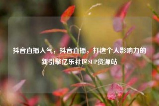 抖音直播人气,抖音直播,打造个人影响力的新引擎亿乐社区SUP货源站