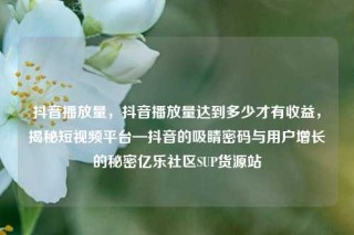 抖音播放量，抖音播放量达到多少才有收益，揭秘短视频平台—抖音的吸睛密码与用户增长的秘密亿乐社区SUP货源站