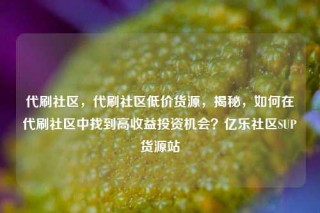 代刷社区，代刷社区低价货源，揭秘，如何在代刷社区中找到高收益投资机会？亿乐社区SUP货源站