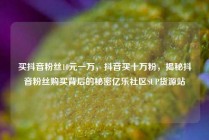 买抖音粉丝10元一万,抖音买十万粉,揭秘抖音粉丝购买背后的秘密亿乐社区SUP货源站