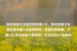 移动流量卡全国无限流量19元，移动流量卡全国无限流量19元是真的吗，全国无限流量，只需19元 移动流量卡新选择！亿乐社区SUP货源站