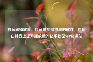 抖音刷播放量,抖音增加播放量的软件,如何在抖音上提升播放量?亿乐社区SUP货源站