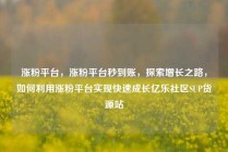 涨粉平台，涨粉平台秒到账，探索增长之路，如何利用涨粉平台实现快速成长亿乐社区SUP货源站