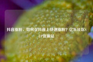 抖音涨粉，如何在抖音上快速涨粉？亿乐社区SUP货源站