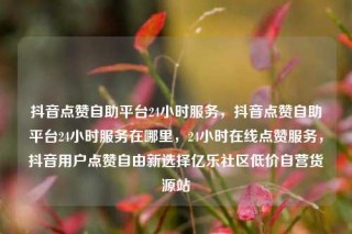 抖音点赞自助平台24小时服务,抖音点赞自助平台24小时服务在哪里,24小时在线点赞服务,抖音用户点赞自由新选择亿乐社区低价自营货源站