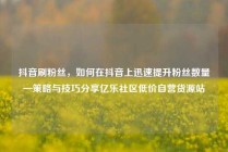 抖音刷粉丝，如何在抖音上迅速提升粉丝数量—策略与技巧分享亿乐社区低价自营货源站
