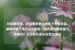 抖音播放量，抖音播放量达到多少才有收益，揭秘抖音火爆作品的秘密，如何提升播放量与影响力？亿乐社区低价自营货源站
