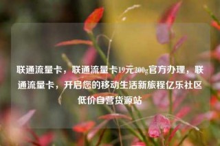 联通流量卡,联通流量卡19元200g官方办理,联通流量卡,开启您的移动生活新旅程亿乐社区低价自营货源站