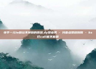 快手一元1w粉丝不掉粉的原因,dy赞业务 - 抖音点赞秒到账 - ks打call能不能刷