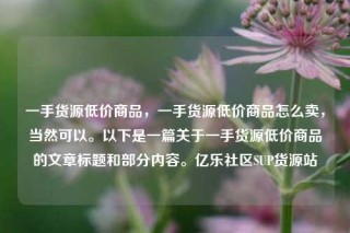 一手货源低价商品,一手货源低价商品怎么卖,当然可以。以下是一篇关于一手货源低价商品的文章标题和部分内容。亿乐社区SUP货源站