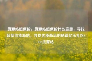 货源站超低价,货源站超低价什么意思,寻找超低价货源站,寻找优质商品的秘籍亿乐社区SUP货源站