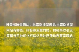 抖音涨流量网站，抖音涨流量网站,抖音涨流量网站有哪些，抖音涨流量网站，揭秘高效引流策略与平台优化方法亿乐社区低价自营货源站