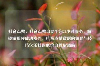 抖音点赞，抖音点赞自助平台24小时服务，解锁短视频成功密码，抖音点赞背后的策略与技巧亿乐社区低价自营货源站