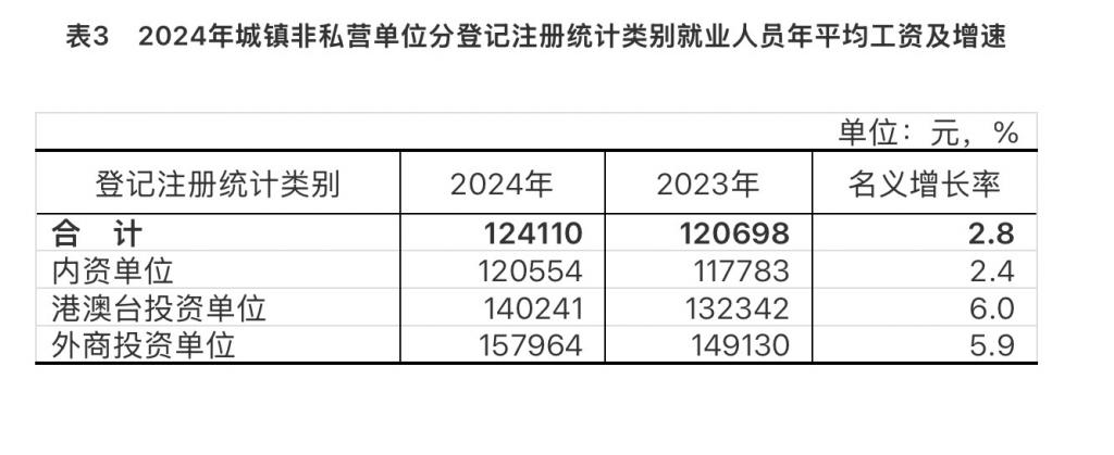 2024年城镇单位就业人员年平均工资情况  第2张