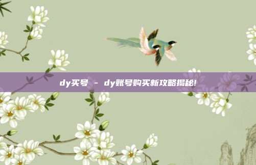 dy买号 - dy账号购买新攻略揭秘!  第1张