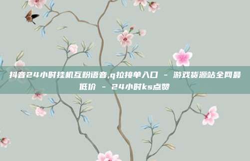 抖音24小时挂机互粉语音,q拉接单入口 - 游戏货源站全网最低价 24小时ks点赞  第1张