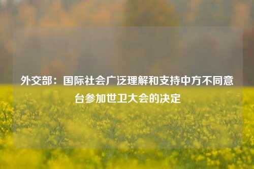 外交部:国际社会广泛理解和支持中方不同意台参加世卫大会的决定  第1张 外交部:国际社会广泛理解和支持中方不同意台参加世卫大会的决定  第1张