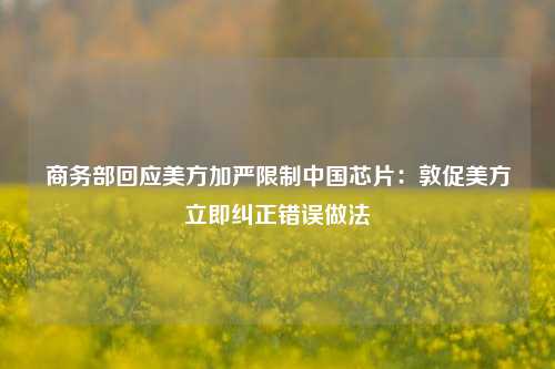 商务部回应美方加严限制中国芯片:敦促美方立即纠正错误做法 第1张 商务部回应美方加严限制中国芯片:敦促美方立即纠正错误做法 第1张