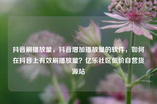 抖音刷播放量，抖音增加播放量的软件	，如何在抖音上有效刷播放量？亿乐社区低价自营货源站  第1张